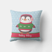 イヤーマフとセーターが付いたかわいいペンギン クッション (裏面)