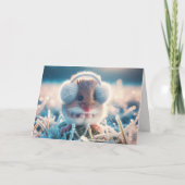 イヤーマフを着たクリスマスマウス カード (正面)