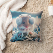 イヤーマフを着用した野外マウス クッション (ブランケット)