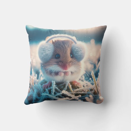 イヤーマフを着用した野外マウス クッション (裏面)