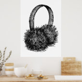 イヤーマフファッションスケッチ ポスター (キッチン)