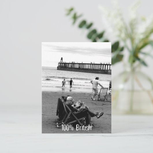 イユーモアのあるギリスの海岸のモノクロ ポストカード (スタンド正面)