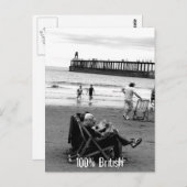 イユーモアのあるギリスの海岸のモノクロ ポストカード (正面/裏面)
