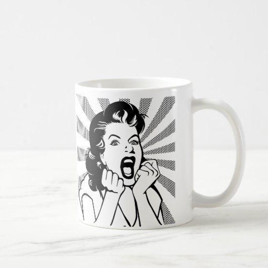 イライラした女性の叫び 面白いマグカップ コーヒーマグカップ (右)