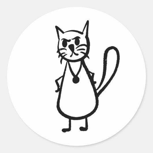 イライラした猫 ラウンドシール (正面)