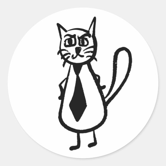 イライラした猫 ラウンドシール (正面)