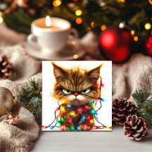 イライラするホリデー猫のグリーティングカード