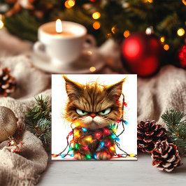 イライラするホリデー猫のグリーティングカード シーズンカード