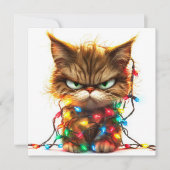 イライラするホリデー猫のグリーティングカード シーズンカード (正面)