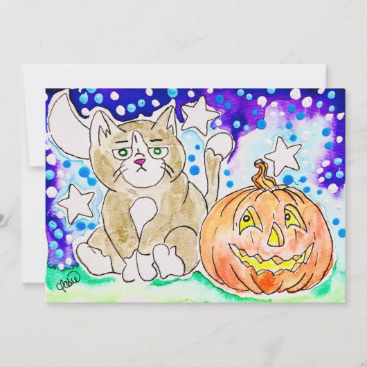 イライラする猫とカボチャ (正面)