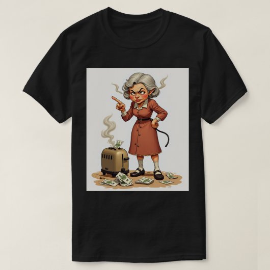 イライラママ 戸惑いの家事 こわれたトイレ Tシャツ (デザイン正面)