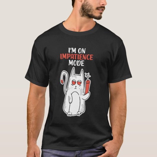 イライラモード ユーモア 不機嫌な猫 Tシャツ (正面)