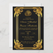 イラエレガントス結婚・ブラックと金ゴールド 招待状 (正面)
