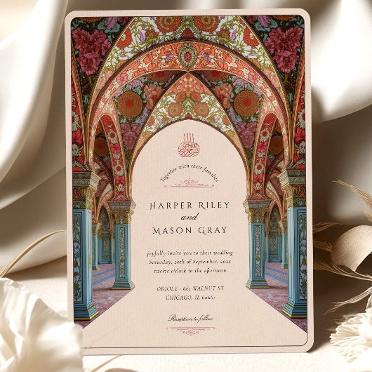 イラエレガントムの結婚フローラアーチのモチーフ 招待状