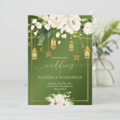 イラエレガントムの緑の白い結婚花 招待状 (スタンド正面)