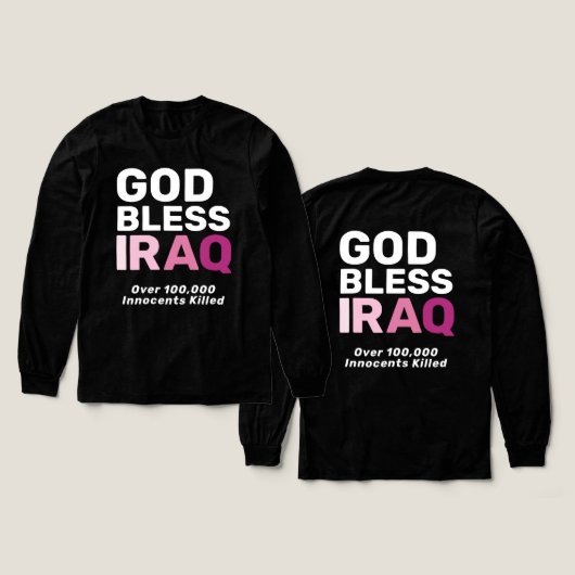 イラクに神の祝福を 反戦 イノセントな命を称える トライブレンドTシャツ (デザイン 正面&背面)