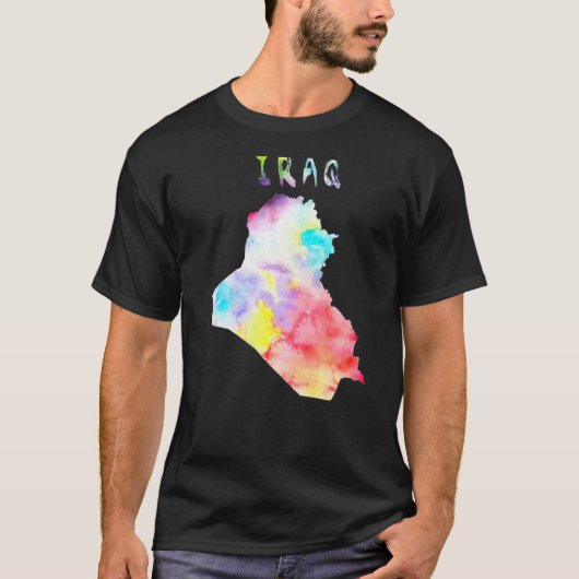 イラクの地図イカラフルラストラ Tシャツ (正面)