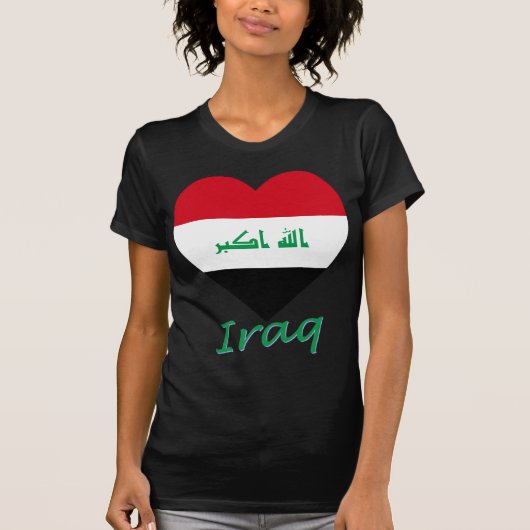イラクの旗のハート Tシャツ (正面)