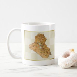 イラクの旗 + 地図のマグ コーヒーマグカップ