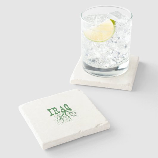 イラクの木のルーツワードアートイラクの根の緑 ストーンコースター (横)