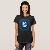イラクリヤ、ギリシャ国旗の女性の黒Tシャツ Tシャツ (正面フル)