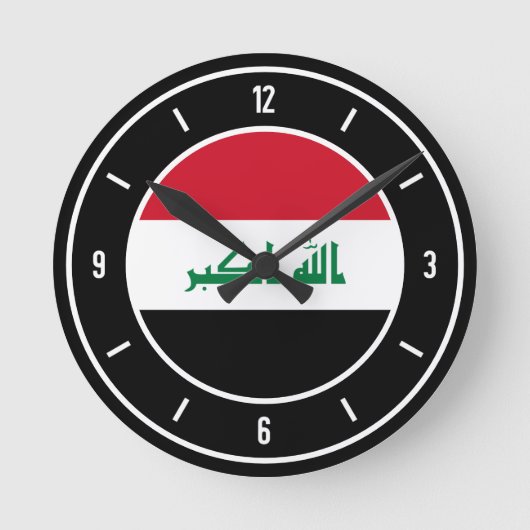 イラク国エレガント旗 ラウンド壁時計 (正面)