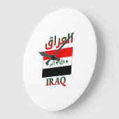 イラク国旗العراقアラビア・英語・ワードアート ラージ壁時計 (傾斜)
