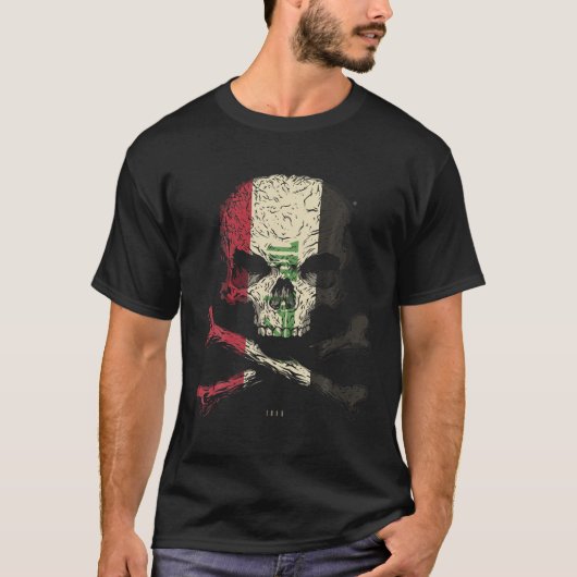 イラク国旗のスカルクロスボーン Tシャツ (正面)