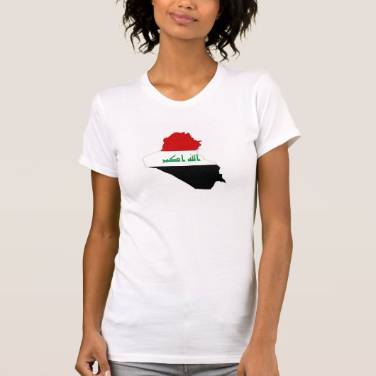 イラク国旗の地図の形の記号 Tシャツ (正面)