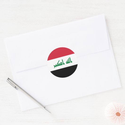 イラク国旗 ラウンドシール (封筒)
