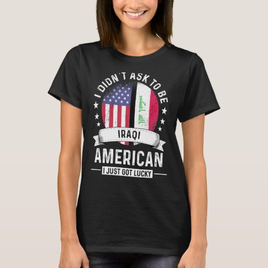 イラク系アメリカ人の愛国ユーモア国旗 Tシャツ (正面)