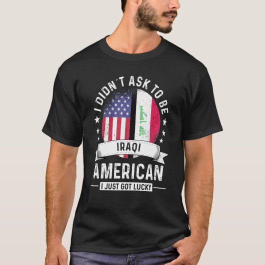 イラク系アメリカ人の愛国ユーモア国旗 Tシャツ (正面)