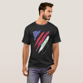 イラク系アメリカ人愛国者の育ったハートの旗のストライプ Tシャツ (正面フル)