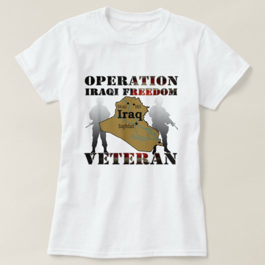 イラク自由作戦OIF退役軍人戦闘米国旗 Tシャツ (デザイン正面)
