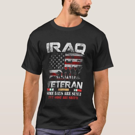 イラク退役軍人Tシャツ イラク戦争従軍 ダストレス加工 愛国 Tシャツ (正面)