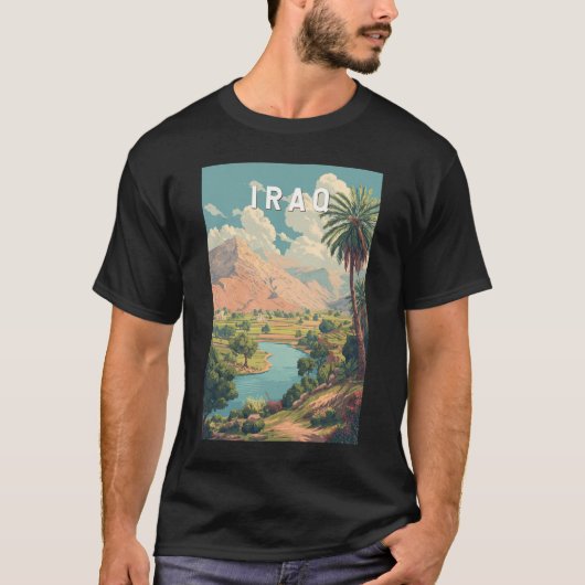イラク イラスト 旅行 アート ヴィンテージ Tシャツ (正面)