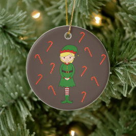 イラシマエルフの女の子 クリスマス ブラウン スペシャル セラミックオーナメント