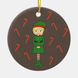 イラシマエルフの女の子 クリスマス ブラウン スペシャル セラミックオーナメント