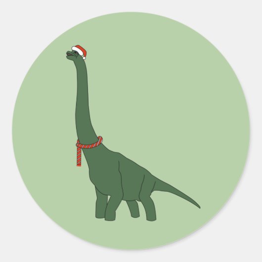 イラシマ クリスマス グリーン ロングネック ディノサウルス ラウンドシール (正面)