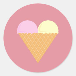 イラシマ ストロベリー バナナ アイスクリーム ピンク ラウンドシール