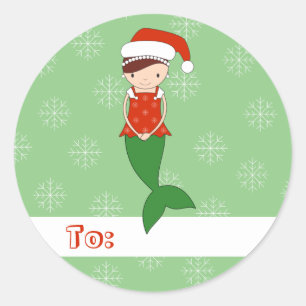 イラシマ バレエ マーメイド クリスマス スノーフレーク グリーン ラウンドシール