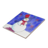 イラストがかわいいクリスマスの雪だるま タイル (側面)