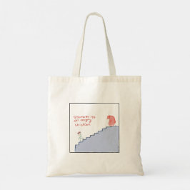 イラストがかわいい怒ったニワトリの階段 トートバッグ