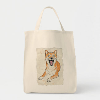 イラストで見る、叫ぶ柴犬 - 内なる混乱のクレヨン画 トートバッグ