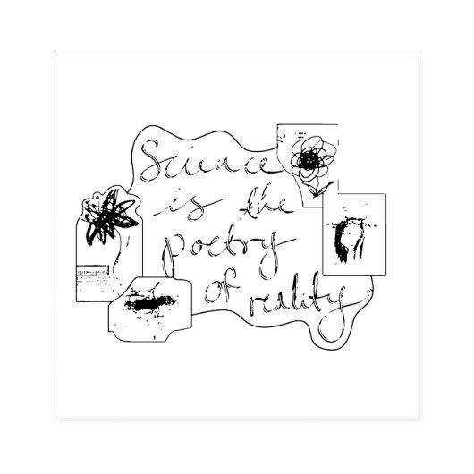 イラストと詩の引用文としての科学 ラバースタンプ (インプリント)