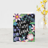 イラストのかわいい花のデザイン 愛されてるよ カード (黄色い花)