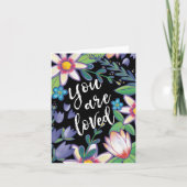 イラストのかわいい花束 あなたは愛されている カード (正面)