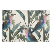 イラストのバナナの植物、エキゾチックな鳥。 枕カバー (裏面)