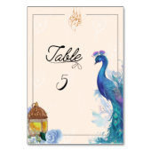 イラストのピーコックスタイルのムスリム テーブルカード (正面)