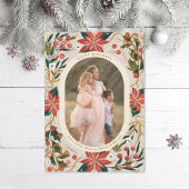 イラストのポインセチア ゴールドリボン 写真 シーズンカード